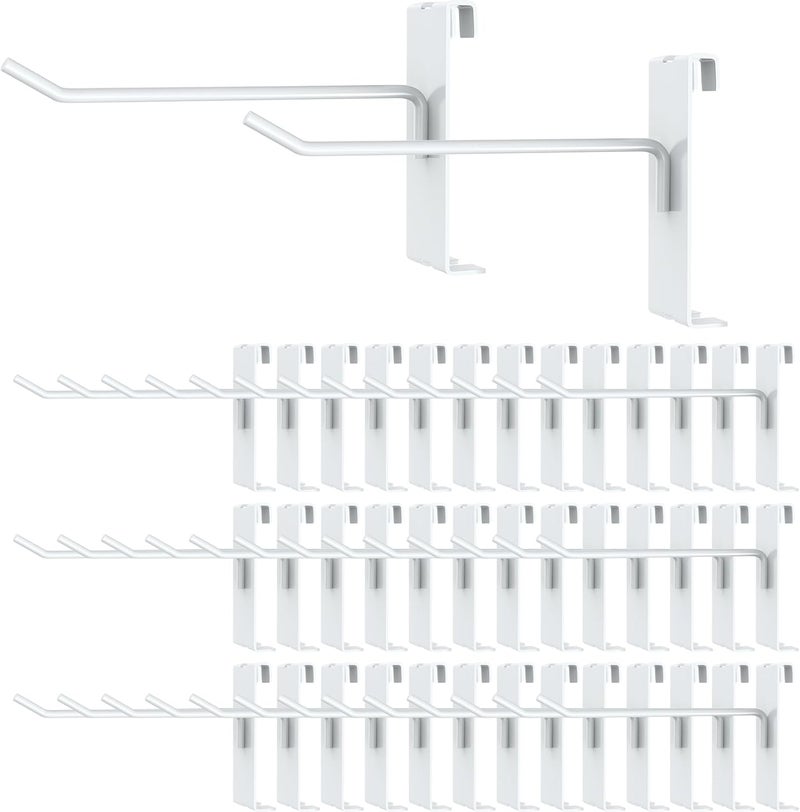 BeapTcely 50 Pieces Gridwall Hooks Gridwall Panel Hooks Metal Gridwall Hanging Hangers Gridwall Accessories Gridwall Pegs for Retail Shop Display Trade Garage Storage (White, 6 Inch) - Image 1